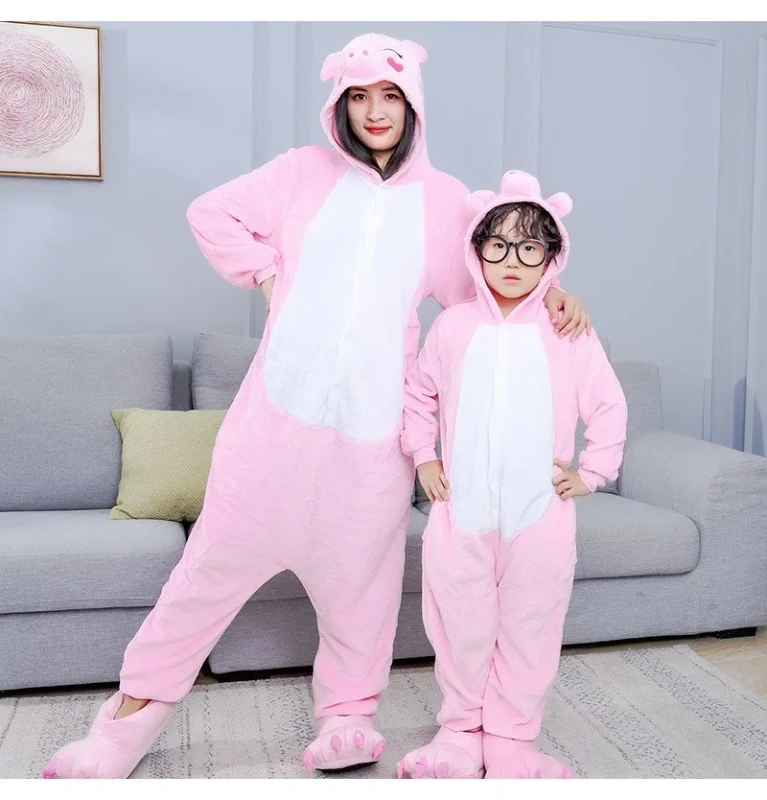 Cmax New Arrival Animal Onesies Pajamas Custom Adult Kigurumi Hooded Sleepwear Fleece Cartoon Jumpsuit