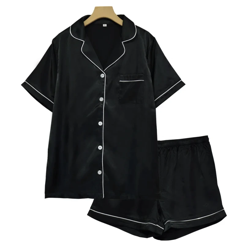 Comfortable Women's High Quality Silk Satin Pajamas Set for Summer Spring Autumn Soft Smooth In Stock Factory