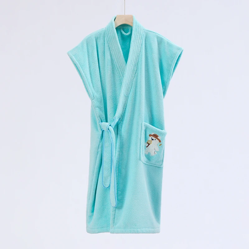 Coral Fleece Soft Robe for Adults Women's Bathrobe with Waffle Design Flannel Sleepwear for Bath & Tub