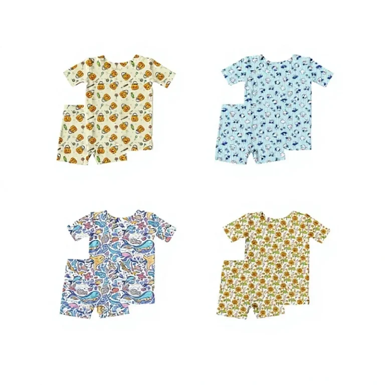 Costom-Baby-Bamboo-Fiber-Cartoon-Lightweight-Summer-Children-Pajama-Short-Sleeve-Sets-Sleepwear-for-Home-Daily-Wear