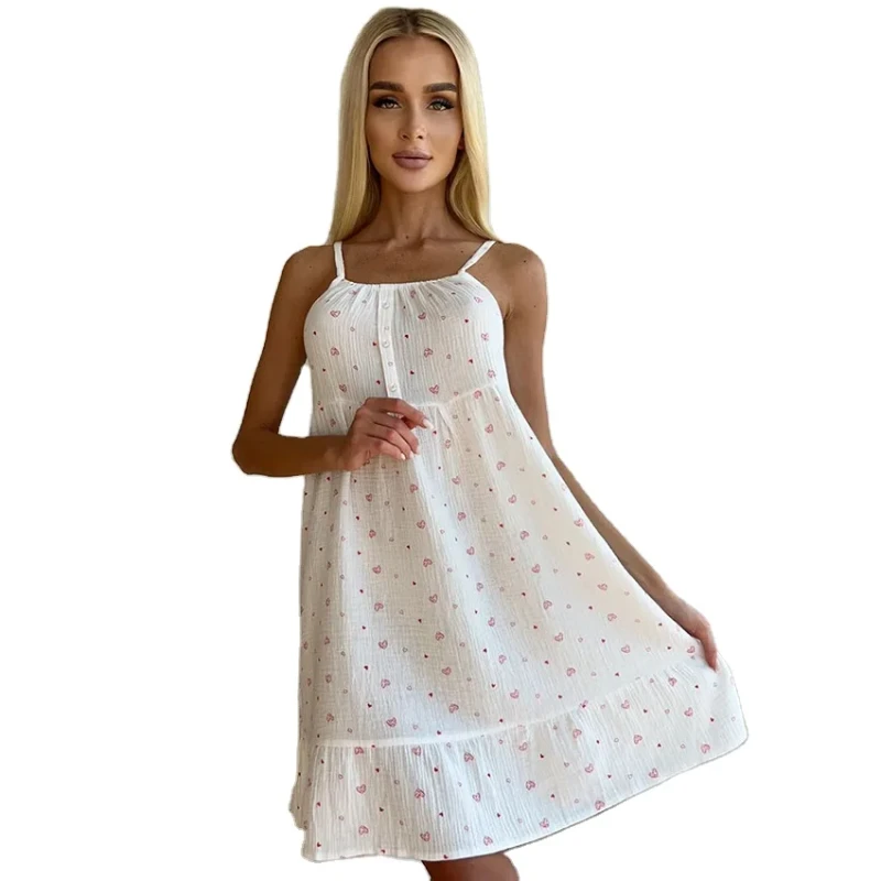 Cotton Nightgown for Women Soft Comfy Night Gown Pajamas Long Nightdress Kinted Sleepdress Custom Logo