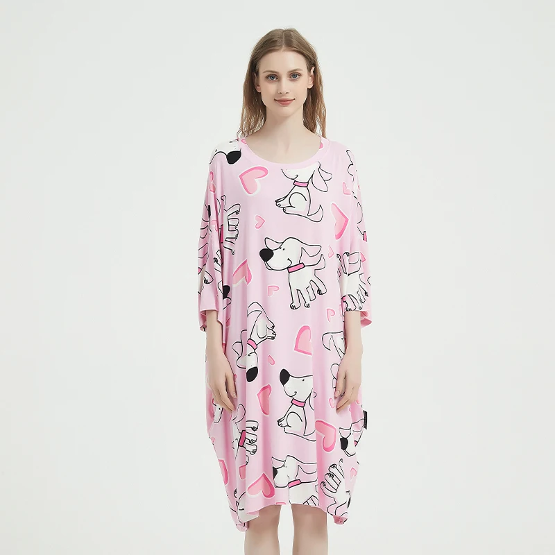 Cozy Custom Women's Nightdress Cool Plus Size Modal Short Sleeve Sleep Dress with Pockets Soft Knitted Nightshirts