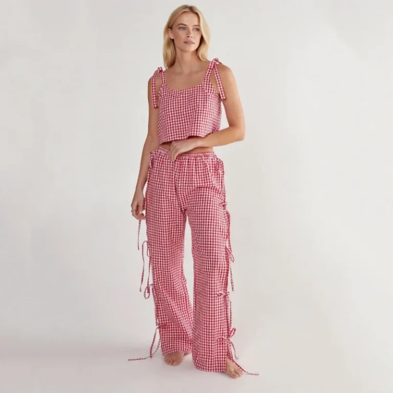 Cozy-Elegant-Summer-Soft-Breathable-Lightweight-Comfortable-Ribbon-Tie-Camisole-and-Pants-Pajama-Set-for-Women