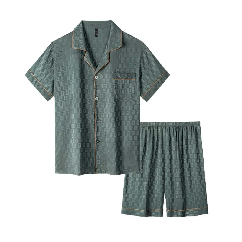 Cozy Homewear Men's Pajama Ensemble Distinctive Lapel Men's Pajama Suit