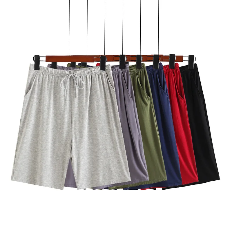 Cozy Solid Custom Men's Short Pajama Pants Loose Casual Lounge Bottoms for Home Night Sleep Plus Size Modal with Cotton Material