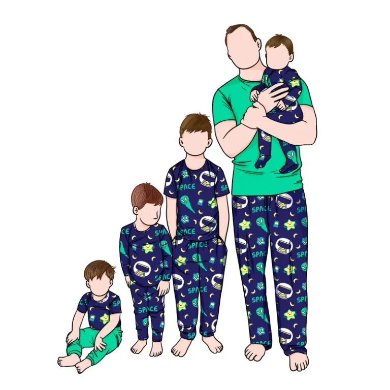 Custom-2pcs-Comfortable-Universe-Outer-Space-Printed-Family-Pajamas-Sleepwear-Clothing-Set-Kids-Adults