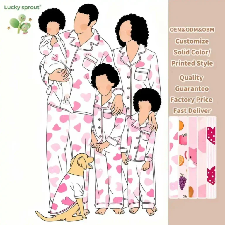 Custom-3pcs-Comfortable-Fruit-Print-Printed-Family-Pajamas-Casual-Sleepwear-Clothing-Set-for-Family