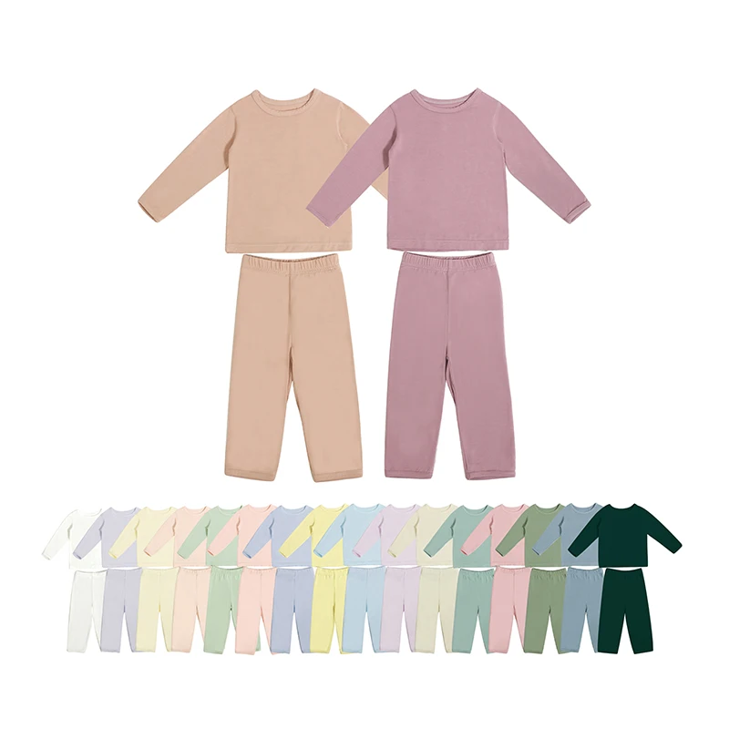 Custom 95% Bamboo 5% Spandex Baby Kid 2 Pcs Long Sleeve Pants Pjs Sleepwear Children Pajamas Sleepsuit Clothes Outfit Sets