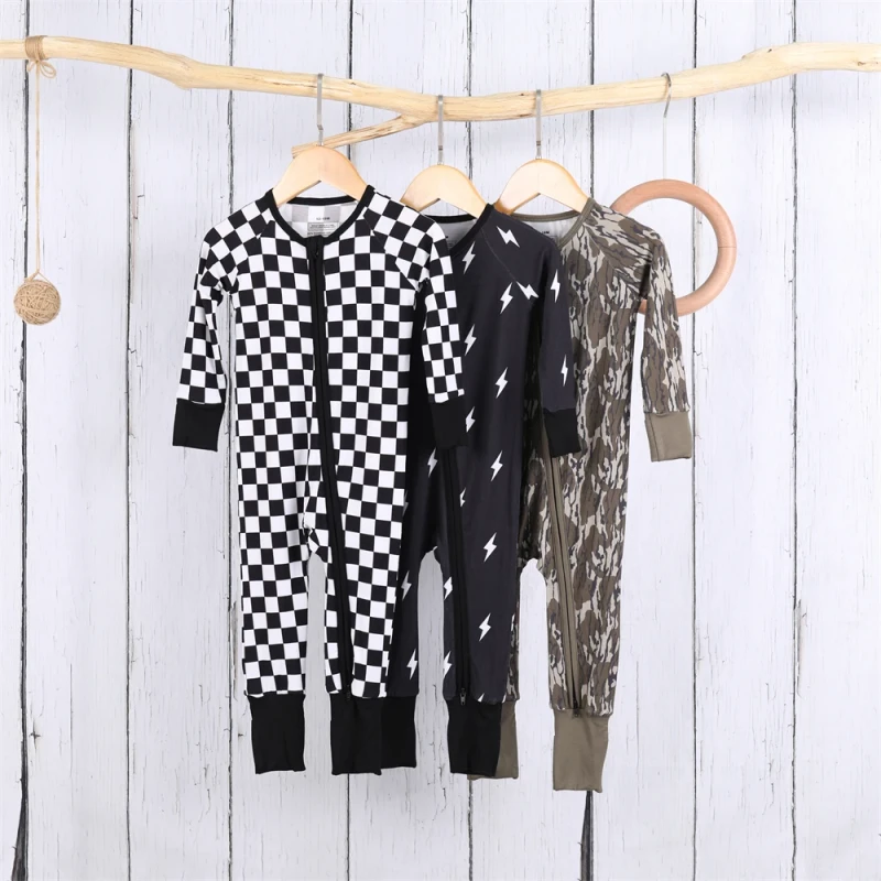 Custom 95% Bamboo Viscose Boutique Newborn Baby Clothing Romper Jumpsuit Toddles Sleeper Wear Bamboo Pajamas