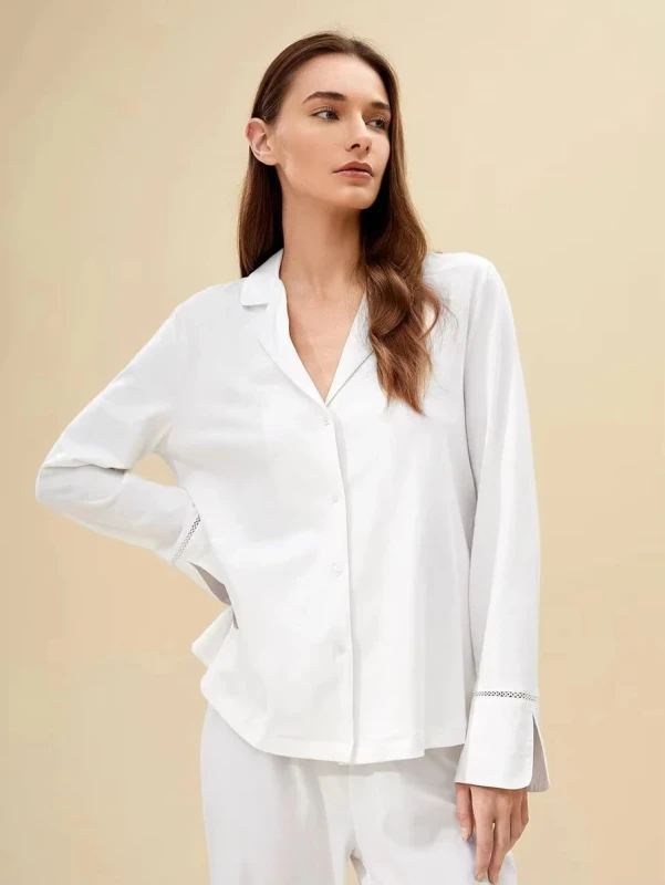 Custom Adult Open Crotch Long Sleeve Jersey Spring Autumn Women's Organic Cotton Bamboo Loungewear Pajamas Set