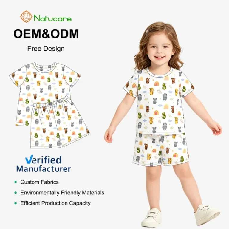 Custom-Animal-Print-Toddler-Pajamas-Set-Soft-Bamboo-Short-Sleeve-Kids-Loungewear-Summer-Baby-Sleepwear
