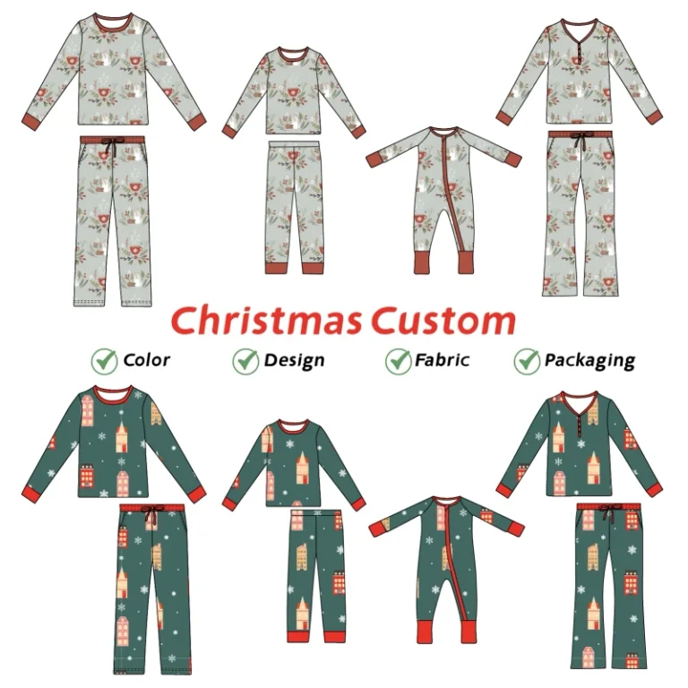 Custom-Baby-Boys-and-Girls-Casual-Bamboo-Pajamas-Fall-Family-Matching-Outfits