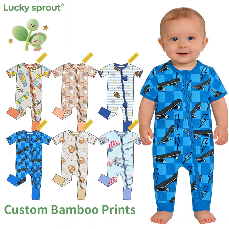Custom Bamboo Baby Rompers Lounge Set Kids Long Sleeve Snug Fit Sleepwear Baby Boys Bamboo Two Piece Pajamas Set