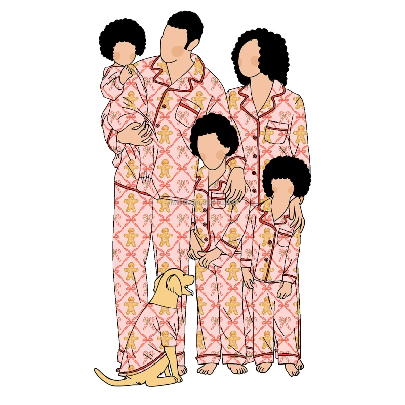 Custom Bamboo Cotton Family Clothing Set Home and Christmas Pajamas for Girls Printed Matching Outfits