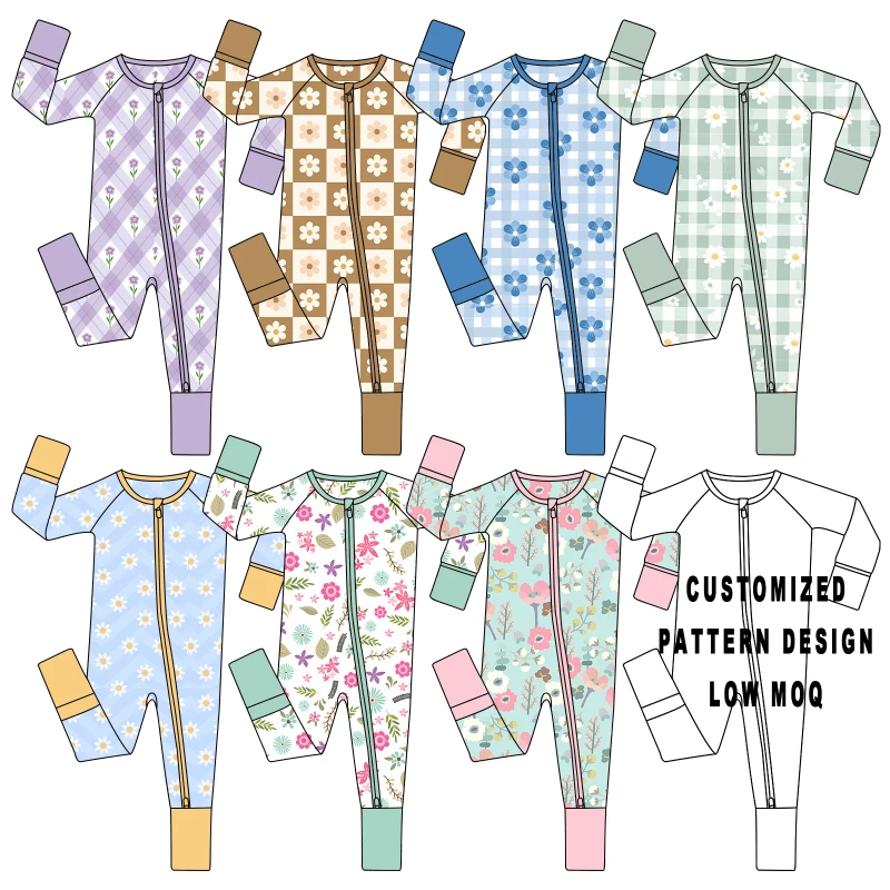 Custom Bamboo Pajamas Mama and Me Matching Short Sleeve Shorts Set Western Flower Print Soft Breathable Sleepwear Baby Romper