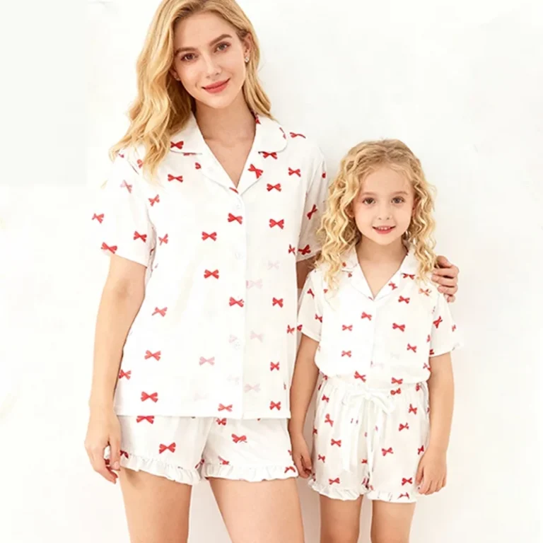Custom-Bamboo-Summer-Mom-and-Me-Family-Matching-Outfits-Baby-Girls-Short-Sleeve-Shorts-Set-for-Toddler-and-Mother