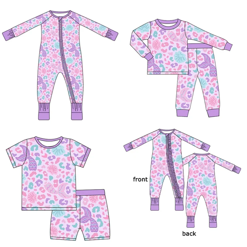 Custom Boutique Printed Baby Clothes Animal Floral Organic Bamboo Viscose and Spandex Baby Romper Zipper Clothing
