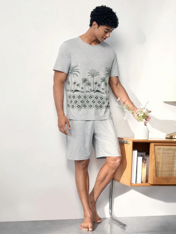 Custom Breathable Pajama Two Piece Set Summer Boys Sleepwear