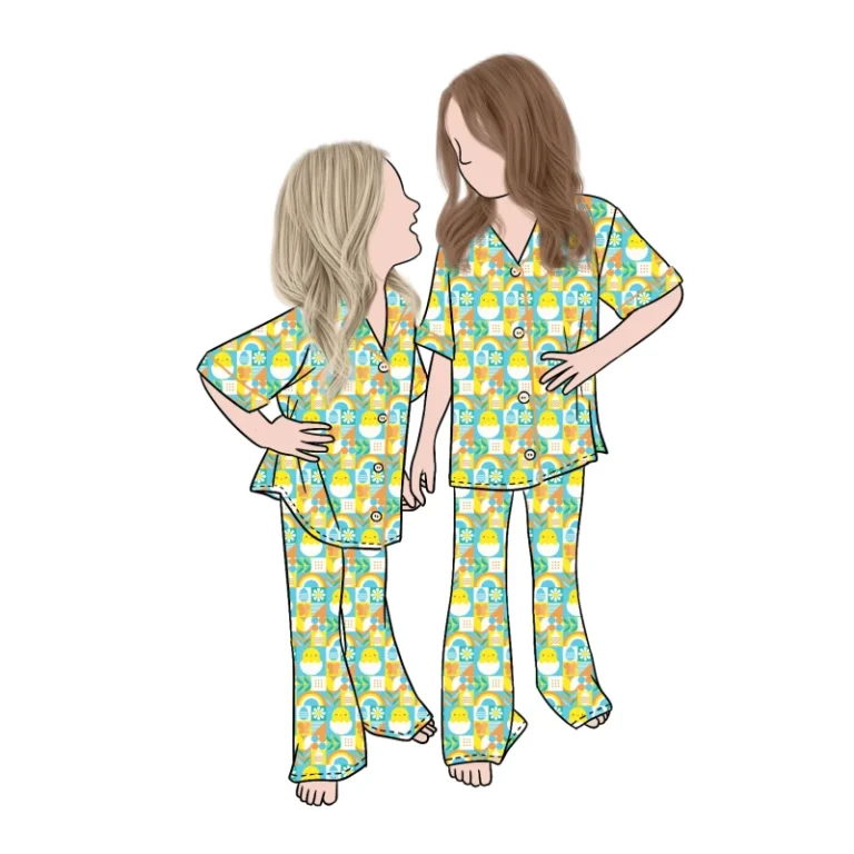 Custom-Breathable-Pajamas-Two-Piece-Set-Long-Sleeve-Mom-and-Me-Family-Matching-Pajamas-Customized-Parent-Child-Clothing