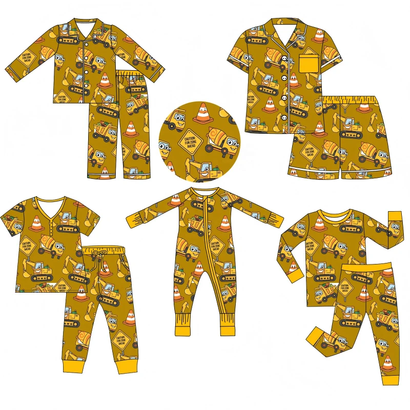 Custom Carton Pattern 95% Bamboo 5% Viscose Girl Boy Toddler Long Sleeve Shirts Pants Two Pieces Baby Pajamas Set Lounge Wear