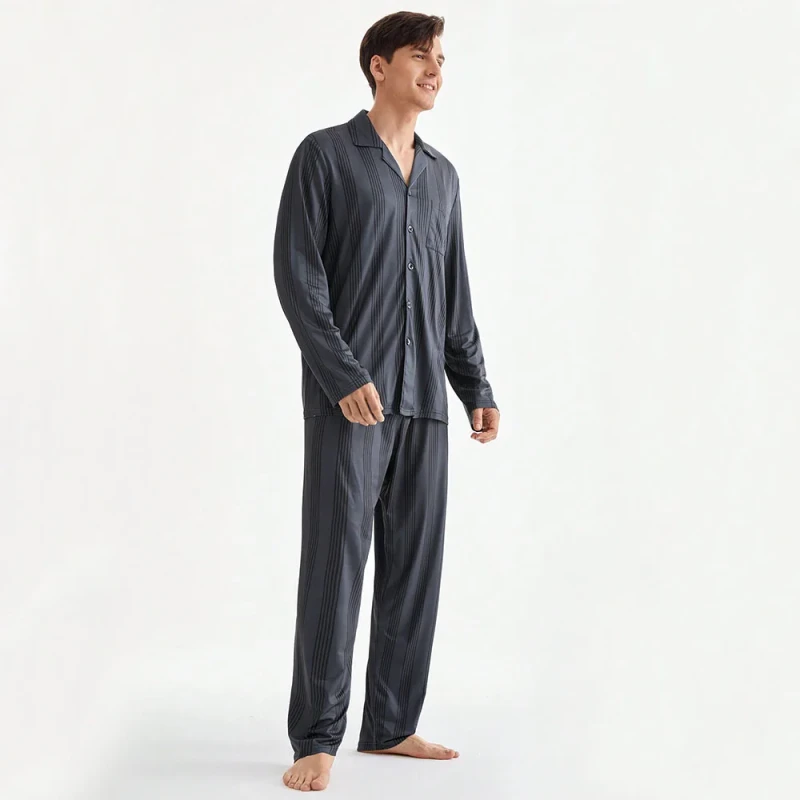 Custom Casual Loungewear Elegant Casual Sleepwear with Pockets Men Pajamas