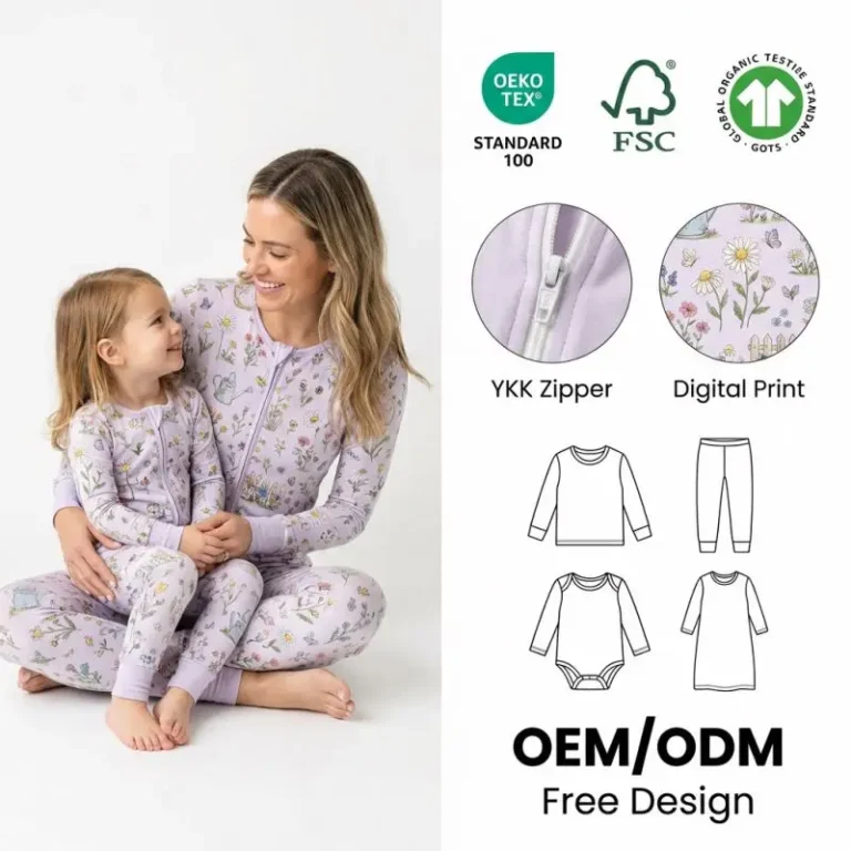 Custom-Certified-Organic-Cotton-Baby-Clothes-Mommy-and-Me-Pajamas-Super-Soft-Women-Pajamas-Set