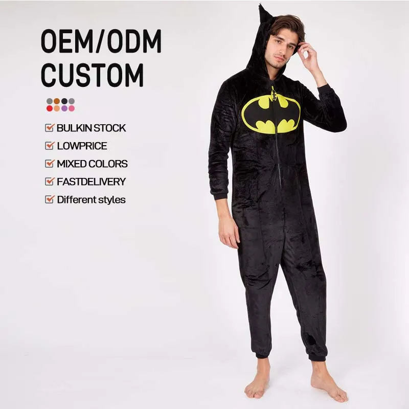 Custom Character Black Mens Adult Onesie Pyjama Femme One Piece Printed Winter Jumpsuits Onesie