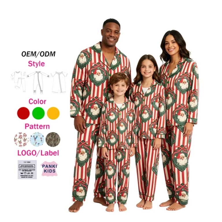 Custom-Christmas-Family-Matching-Pajama-Set-Women-Men-Kids-Bamboo-Pajamas-Long-Sleeve-Sleepwear-Button-Down-Loungewear-Set