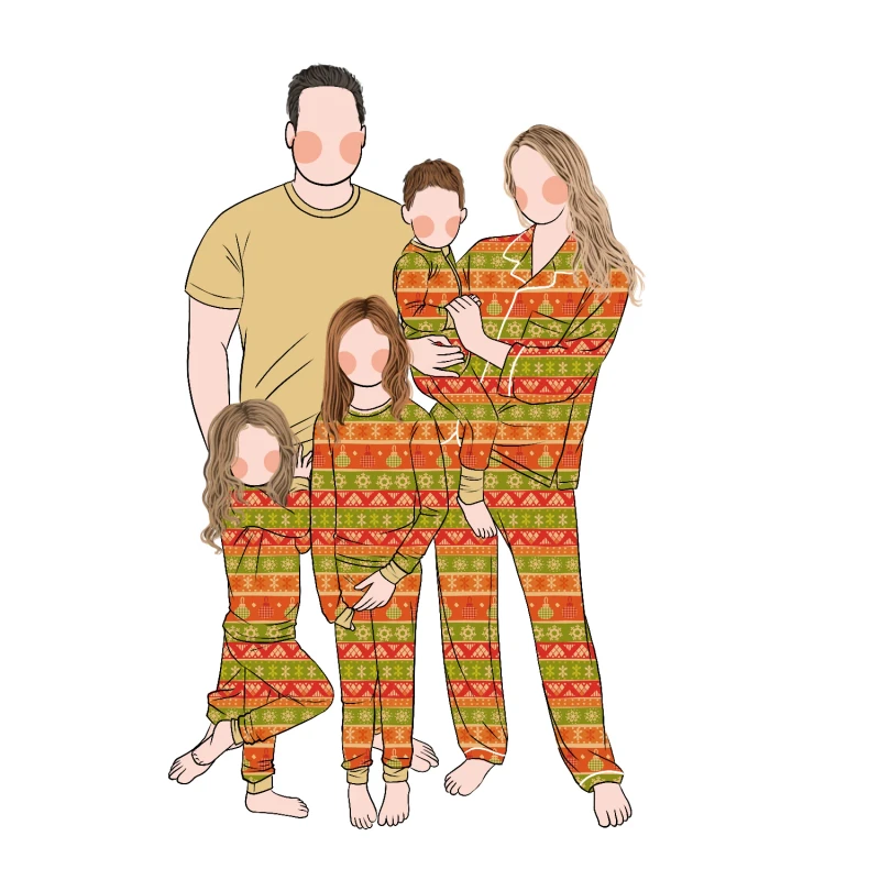Custom Christmas Family Matching Pajamas Set Soft Skin Friendly Fabric Milk Protein Fiber Casual for Children