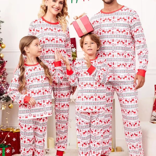 Custom-Christmas-Nordic-Family-Matching-Pajamas-Set-Polyester-Sleepwear-for-Men-Women-Kids-Xmas-Pjs-Dropshipping-POD-MOQ-1PC-Pj