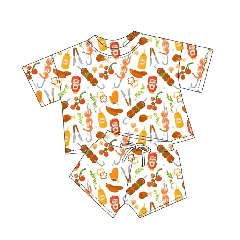 Custom-Designs-Hot-Summer-BBQ-Print-2-Pieces-Fit-Family-Matching-Pajamas-Set-With-Babies-and-Mom