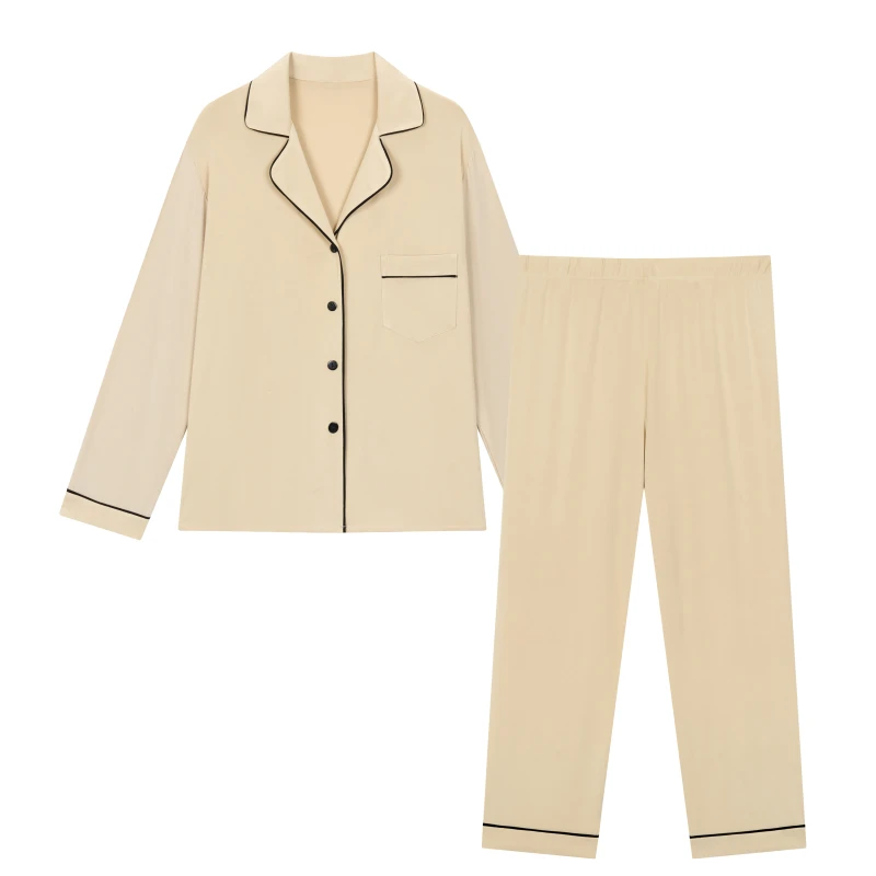 Custom Digital Print 95% Bamboo 5% Spandex Women's Embroidered Pajamas Set Lady Sleepwear Two Pieces Clothes for Women