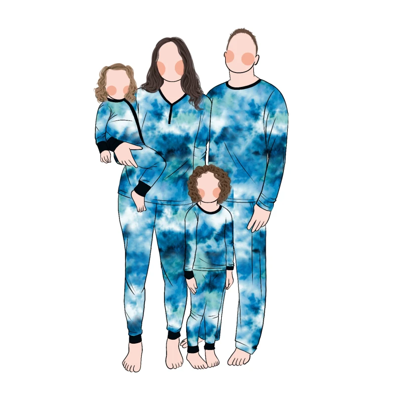 Custom European American Tie Dye Printing Bamboo Pajamas New Parent Child Matching Set for Children Baby Girls