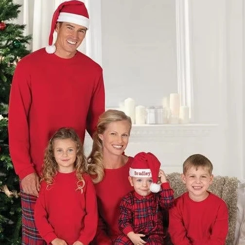 Custom-Family-Matching-Christmas-Pajamas-Set-Red-Plaid-POD-Sleepwear-Support-1pc-Dropshipping-Xmas-Pajamas