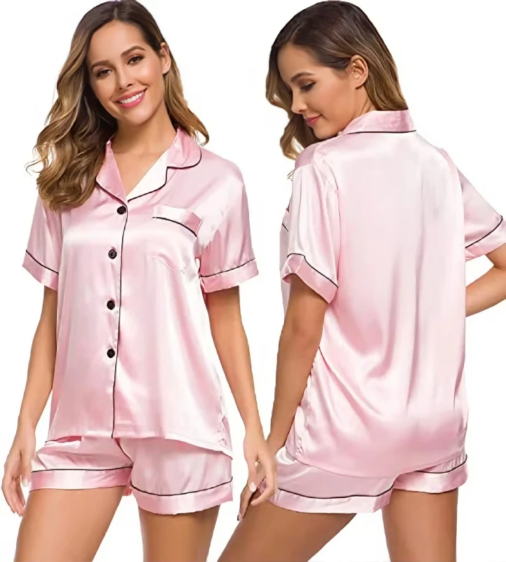 Custom Family Pajama Women Cotton Matching Satin Girls Pajamas Set OEM Factory Clothes Silk Women Pajamas