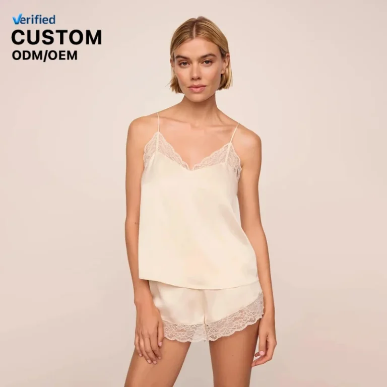 Custom-Fashion-Women-Camisoles-Short-Lace-Pajamas-Set-Sexy-Silk-Sleeveless-V-Neck-for-Women-Sexy-Satin-Polyester-Sleepwear-Sets