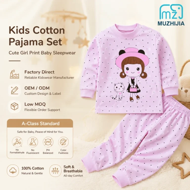 Custom-Kids-100-Cotton-Pajama-Set-Cute-Girl-Polka-Dot-Print-Baby-Sleepwear-A-Class-Toddler-PJs-Low-MOQ-OEM