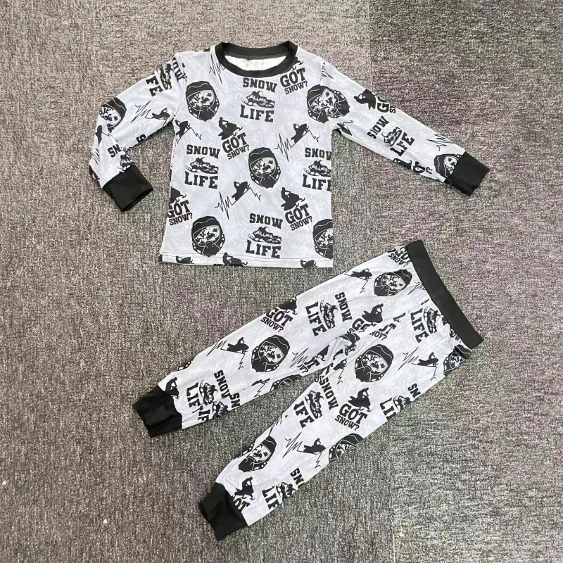 Custom Kids Cartoon Halloween Christmas Bamboo Baby Pajamas Bamboo 2 Piece Pajamas Toddler
