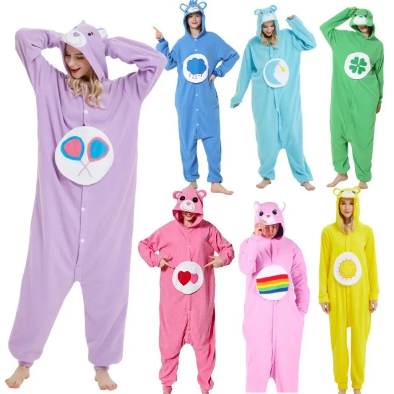 Custom Kids Cartoon Onesie Pajamas Cute Moon Front Logo Hooded Winter One Piece Fleece Pajamas for Adults Women's Sleepwear