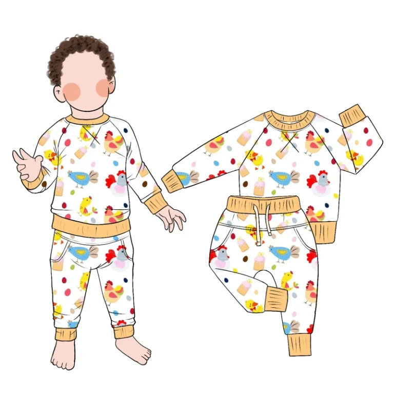 Custom-Kids-Children-Baby-Toddler-Outfit-Sweatshirt-Matching-Set-Breathable-Sleepwear-Long-Sleeve-Pants-Two-Piece-Pajamas-Set