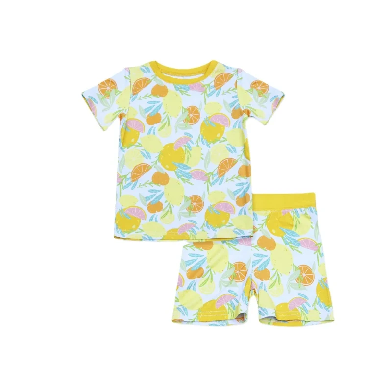 Custom Kids Matching Christmas Bamboo Viscose 2 Piece Holiday Sleepwear Pajamas Cute Baby Family Set with Short Sleeves Summer
