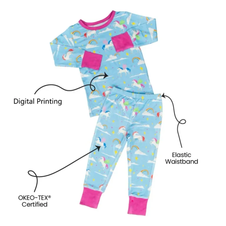 Custom-Kids-Pajamas-Set-95-Bamboo-Spandex-Baby-Toddler-Sleepwear-Long-Sleeve-Two-Piece-Loungewear-Soft-Breathable-Eco-Friendly