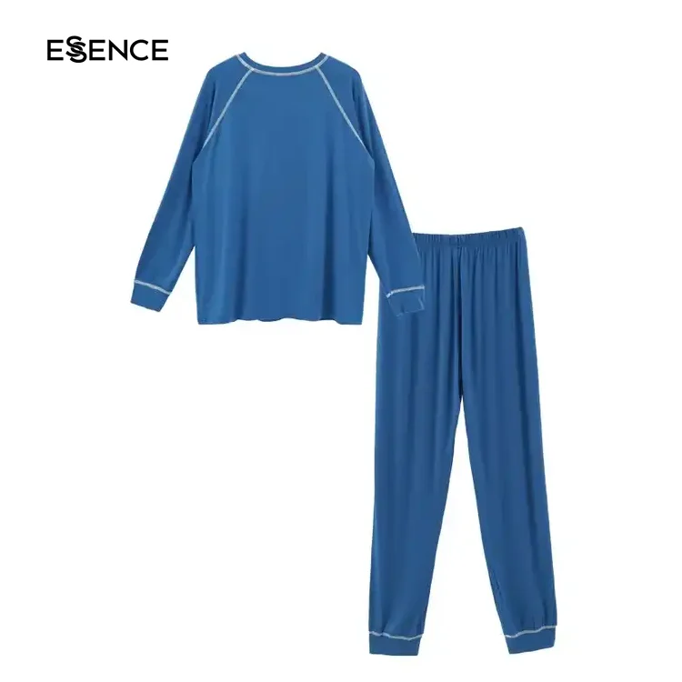 Custom Logo Cotton Pjs Long Set 2 Pieces Loungewear Knitted Pajamas for Men