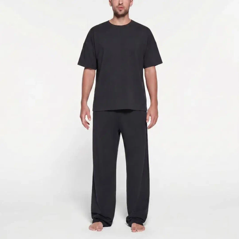Custom Logo Men's Modal Oversized Pajamas Set Anti Bacterial Quick Dry Soft Knitted Fabric Eco Friendly Shorts All Seasons