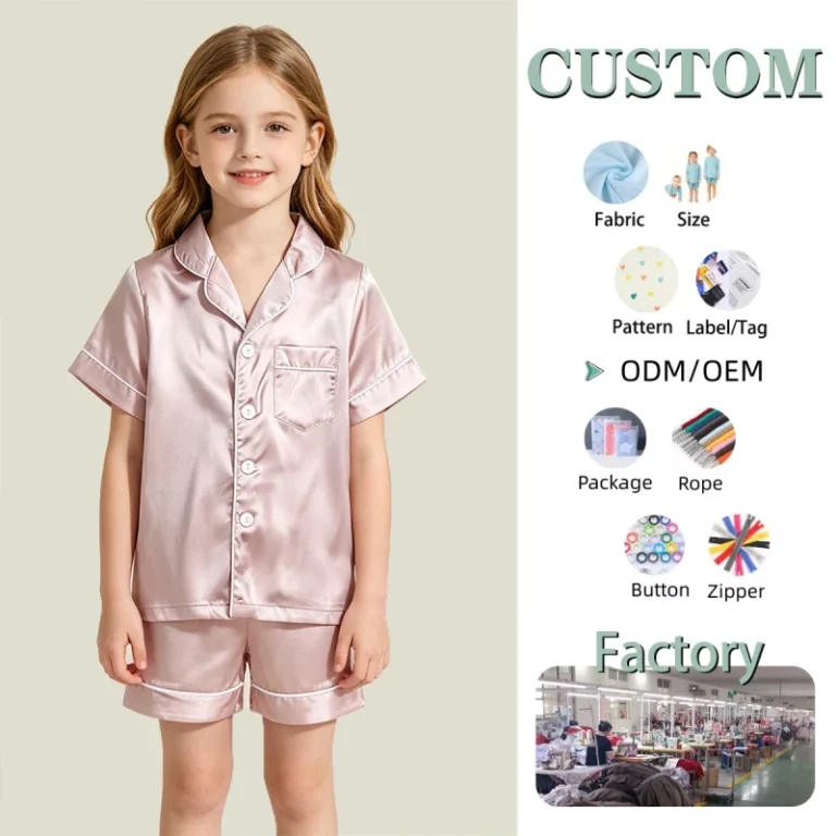 Custom-Logo-Unisex-Infant-Toddler-Breathable-Long-Sleeve-Pajamas-Set-OEM-Thin-Satin-Sleepwear