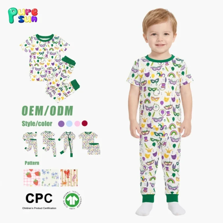 Custom-Low-MOQ-Children-Sleepwear-Sets-100-Organic-Cotton-Short-Sleeve-Kids-Pajamas-Print-Boys-Bamboo-Pajamas