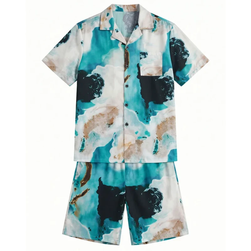 Custom Manufacture Mens Short Sleeve V-Neck Men's Sports Pajamas
