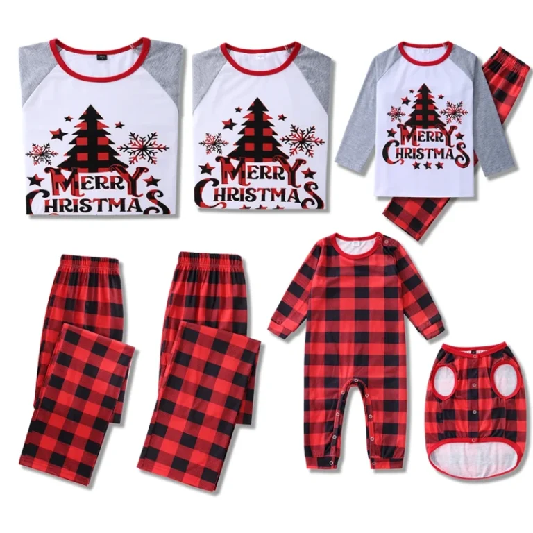 Custom-Men-Christmas-Pajamas-Family-Matching-Parent-child-Bear-Plaid-Print-Matching-Christmas-Family-Pajamas-Sleepwear-Set