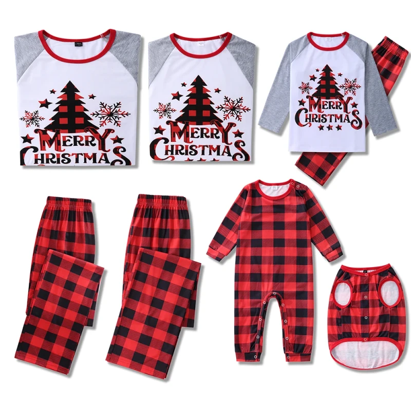 Custom Men Christmas Pajamas Family Matching Parent-child Bear Plaid Print Matching Christmas Family Pajamas Sleepwear Set