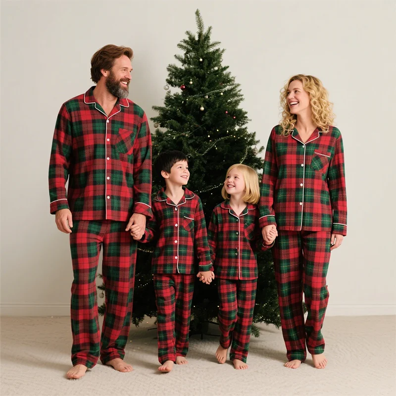 Custom Men Family Matching Christmas Pajamas Sets Print PJ Set Christmas Loungewear Bamboo Pajamas for Women Set